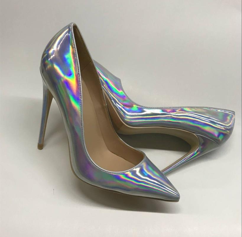 Silver laser high heels, Fashion Evening Party Shoes, yy39