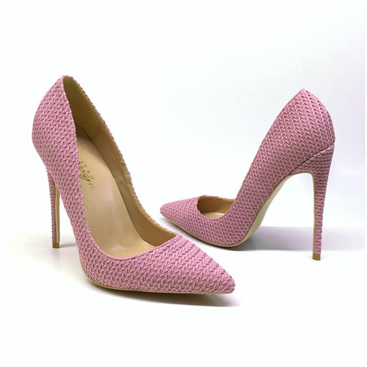 Pink knitted high heels, Fashion Evening Party Shoes, yy37