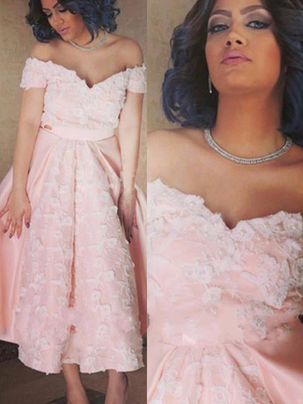 A-line Off-The-Shoulder Pink Short Prom Dress Homecoming Dress OP220