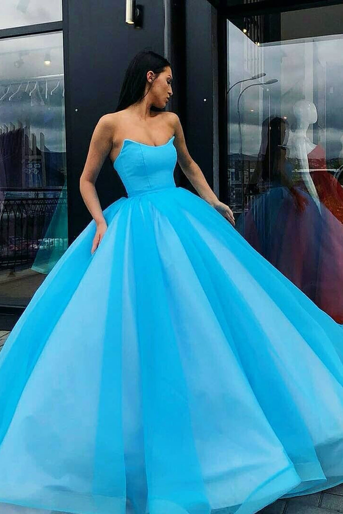 Strapless Ball Gown Quinceanera Dress Tulle Long Prom Dress OP622