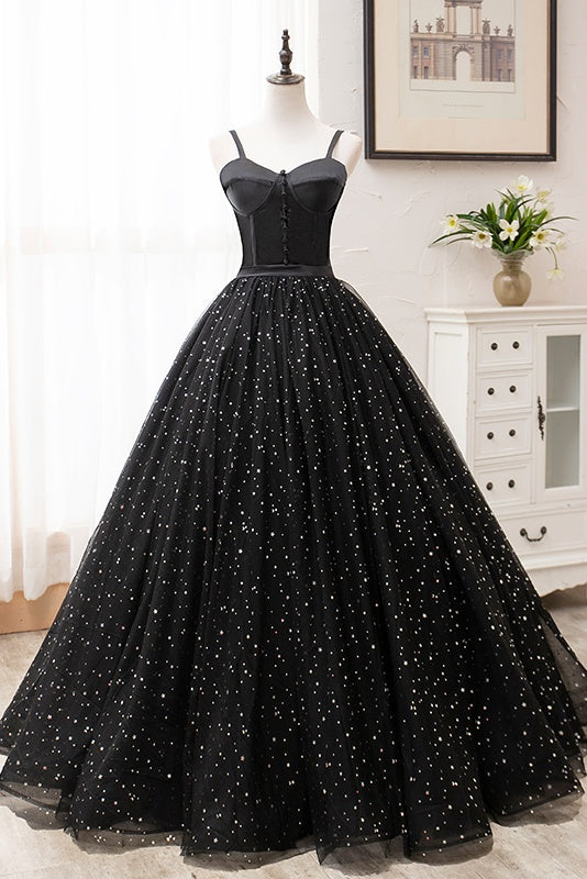 Vintage Ball Gown Lace up Black Princess Prom Dresses Dresses OD911