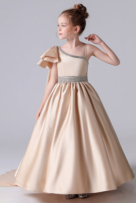 Simply Cute A-line One Shoulder Flower Girl Dress