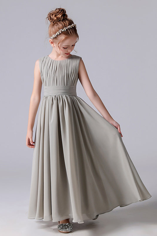 Simple A-line Ankle Length Flower Girl Dress With Bowknot