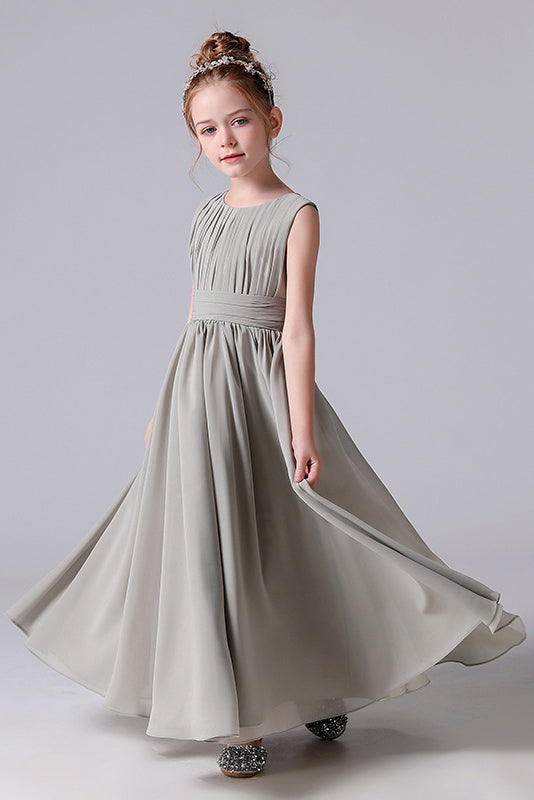 Simple A-line Ankle Length Flower Girl Dress With Bowknot