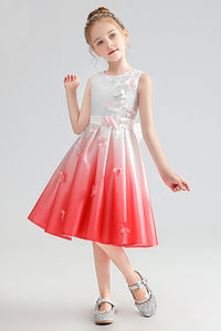 Cute Sleeveless Satin Flower Girl Dress With Bowknot Belt