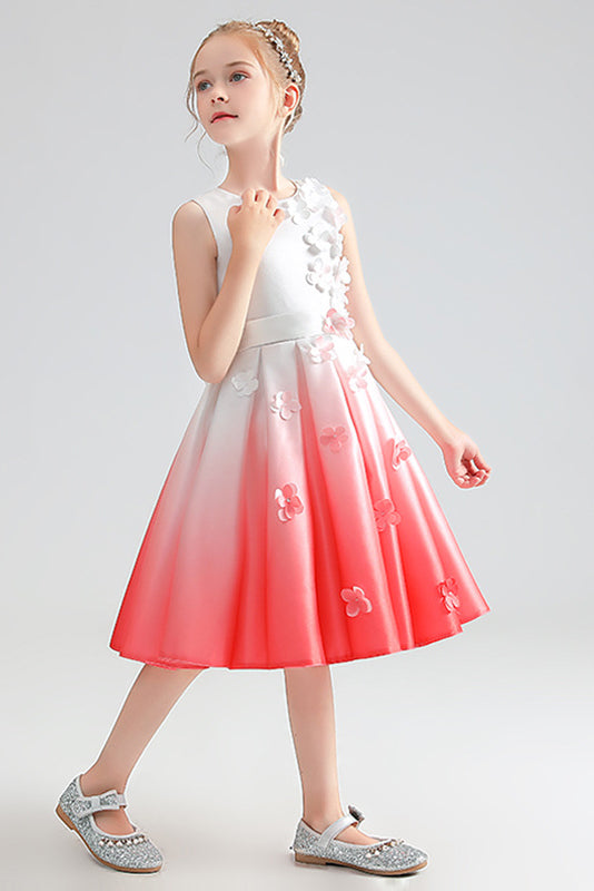 Cute Sleeveless Satin Flower Girl Dress With Bowknot Belt