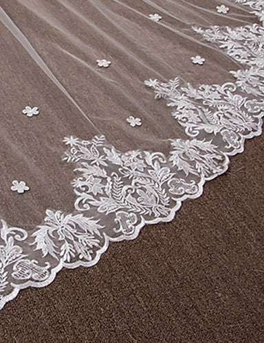 One-tier Wedding Cathedral Veils with Lace Appliques OV9