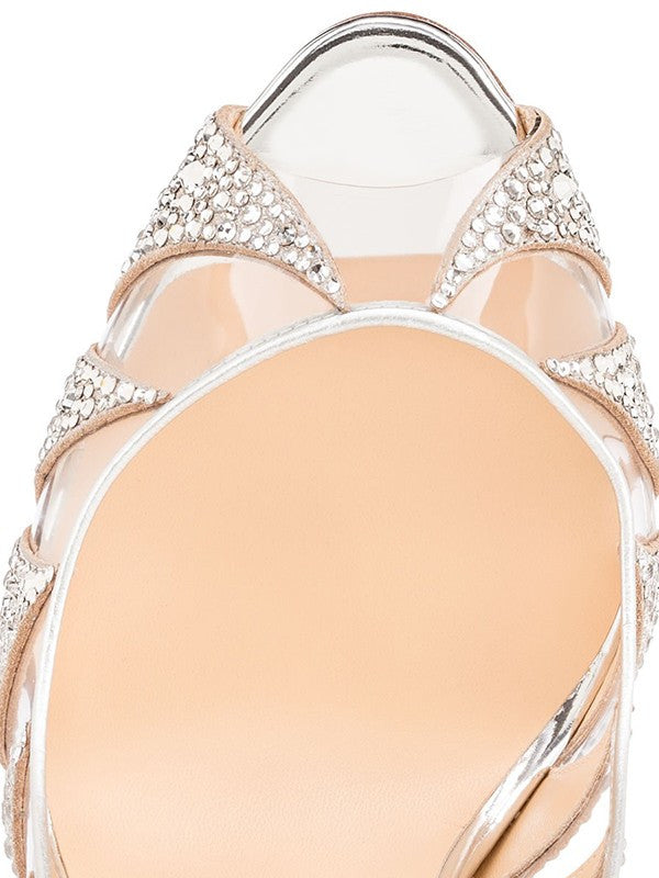 Suede Peep Toe Hot Drilling High Heels OS118