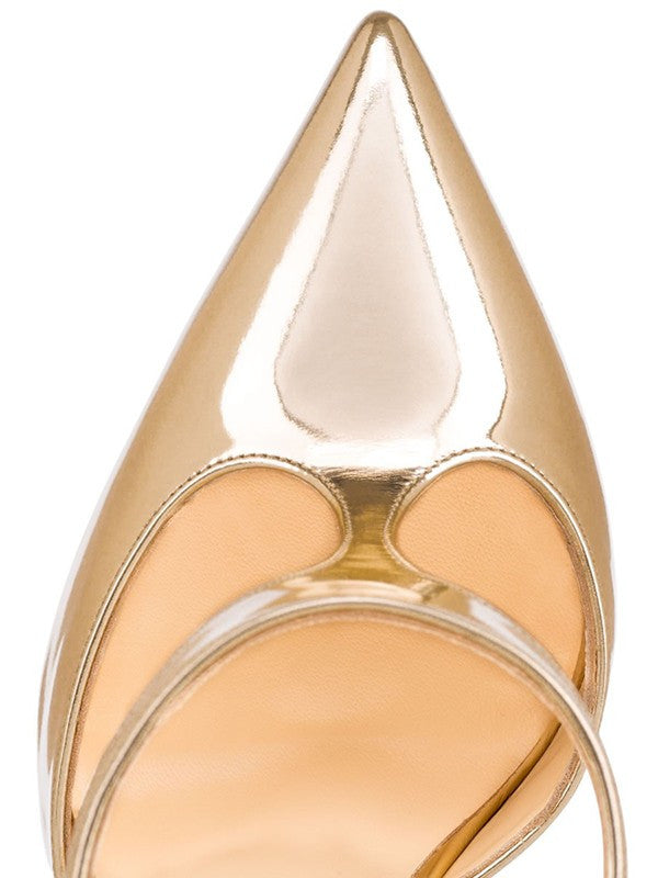 Patent Leather Closed Toe Gold Sandals Shoes OS133