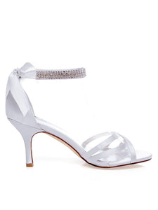 Satin Whit ePeep Toe Silk Wedding Shoes OS124