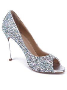 Rhinestone High Heels Sheepskin Peep Toe Stiletto Heel OS130