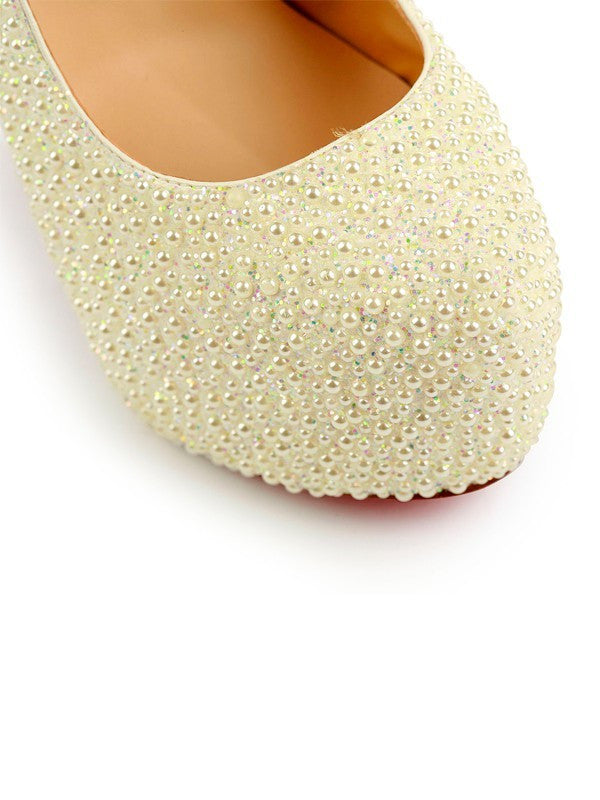 Princess Pearl High Heels Stiletto Heel Closed Toe Platform OS131