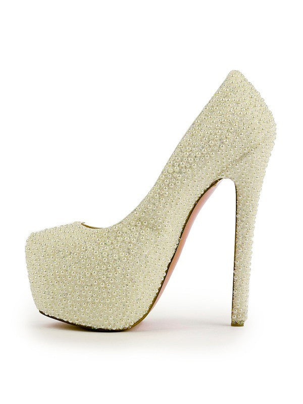 Princess Pearl High Heels Stiletto Heel Closed Toe Platform OS131