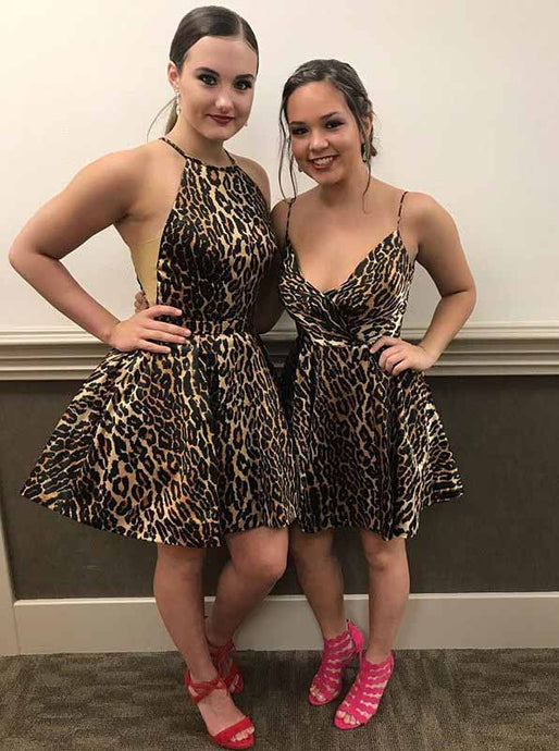 Wild Leopard Print Short Prom Dress A-line Homecoming Dress OM310