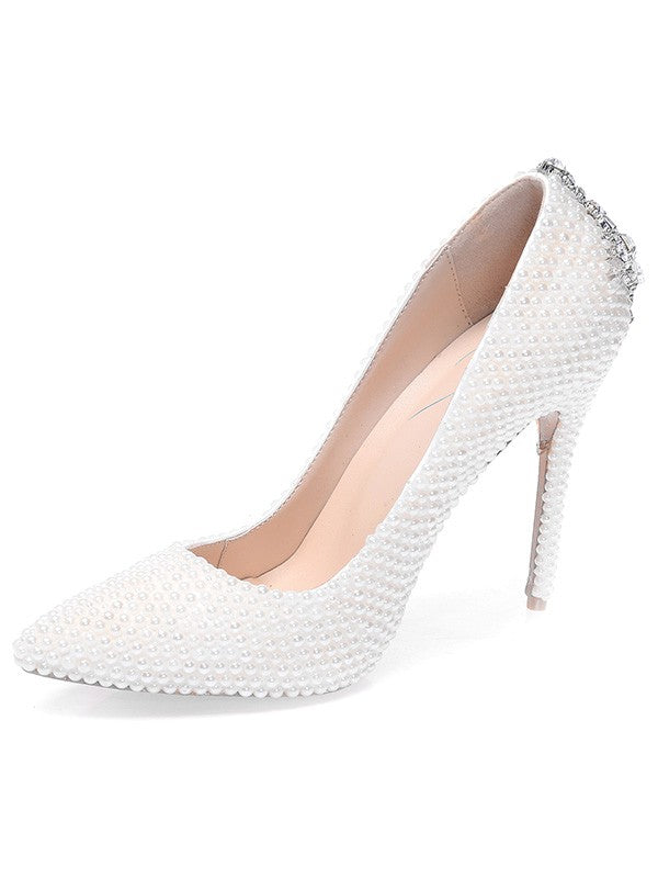 Patent Leather Pearl Rhinestone High Heels OS117