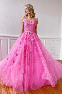 Lace Appliques Long Prom Dresses Long Dance Dress PO445