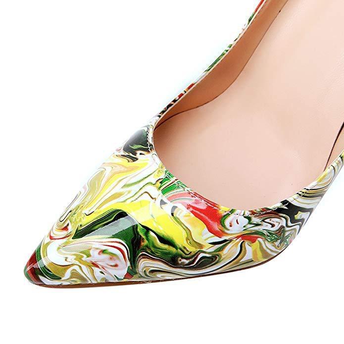 High-heels with colorful patterns, Fashion Evening Party Shoes, yy01