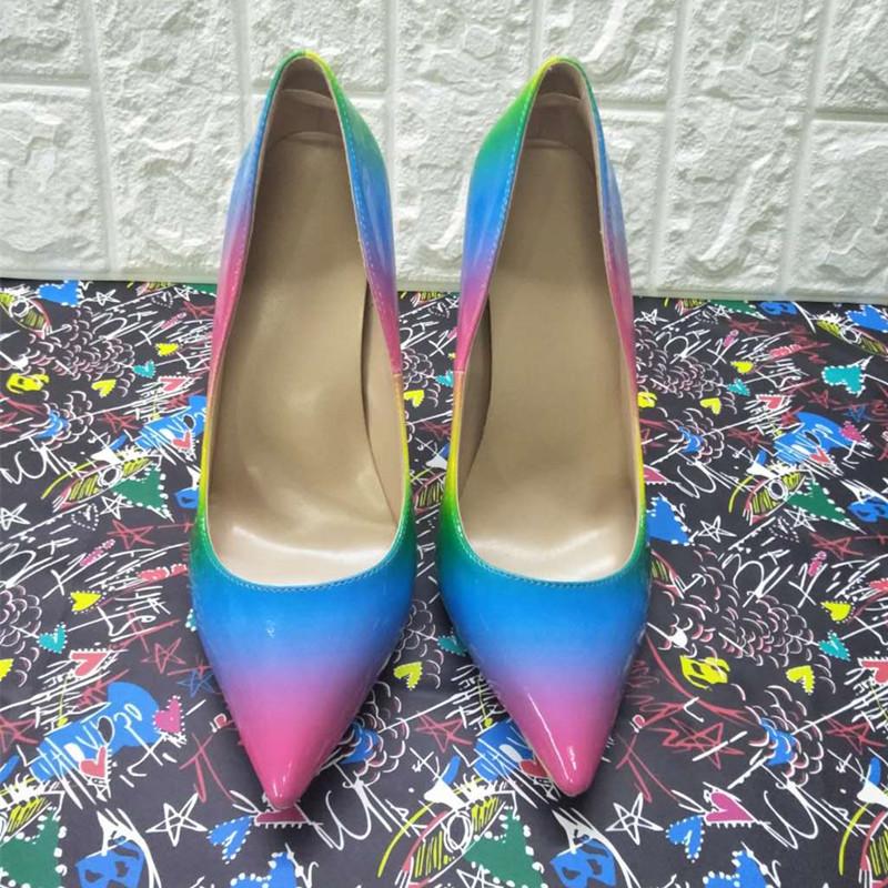 High-heels with colourful patterns, Fashion Evening Party Shoes, yy02