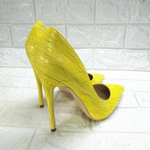 High-heels with yellow pattern, Fashion Evening Party Shoes, yy05